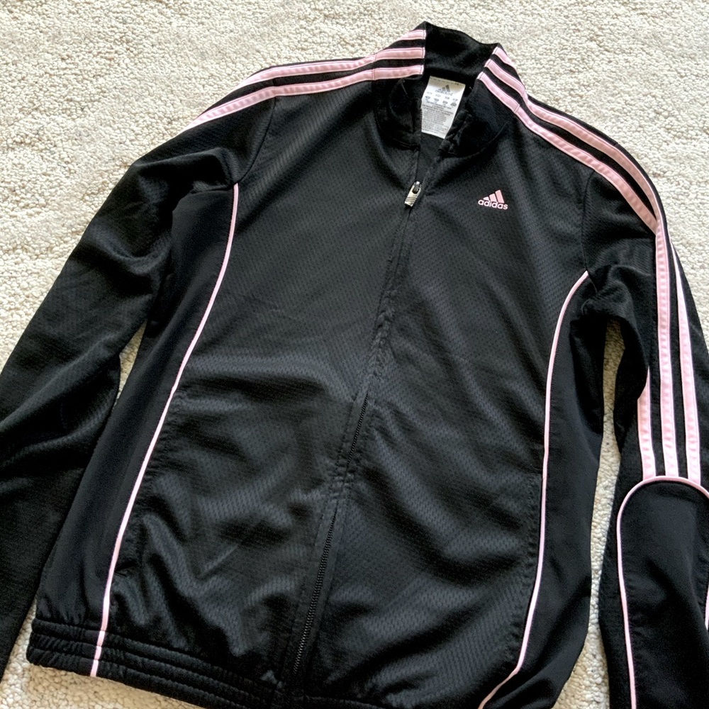 Girls Adidas Black/Pink Jacket